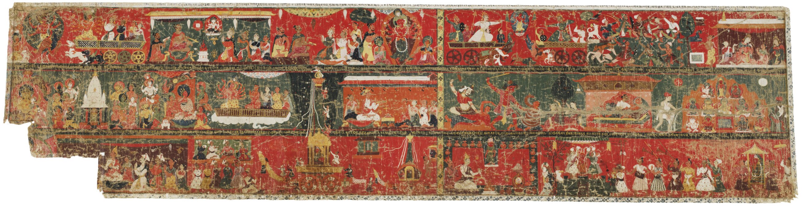 The Bunga Dyo painting, shown whole and divided into its twenty-three scenes